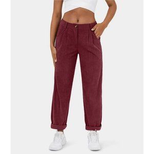 Halara Corduroy Mid Rise Baggy Pants size XS Burgundy Pomegranite Brick Red NWT